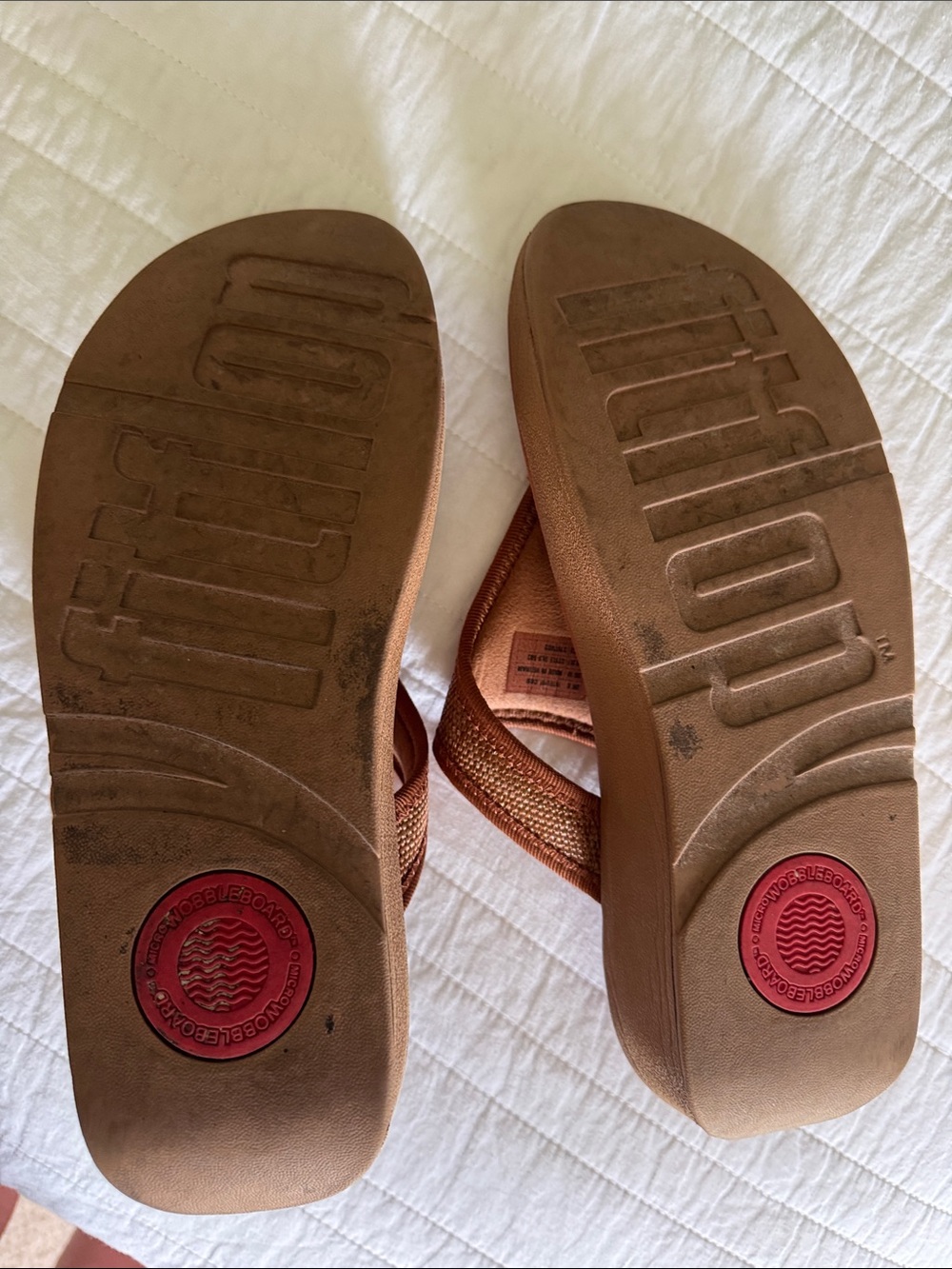 Fitflop Brown Woven Thong Sandals leather footbed size 10 - Picture 4 of 5